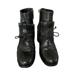 Alberto Fermani Black Leather Ankle Boots – Size 37, Lace-Up with Kiltie Detail